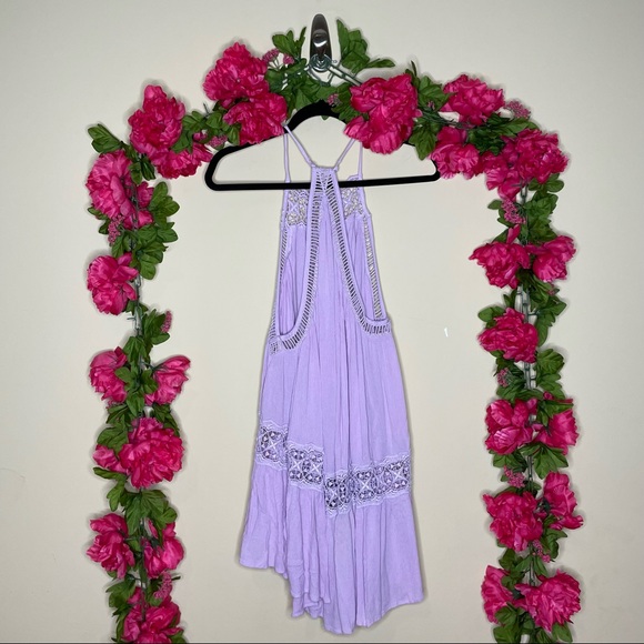 Free People Sky Full of Stars Lavender Crochet Tunic Top Size XS - Picture 12 of 15